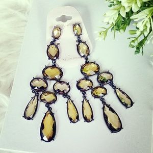 NWT Chandelier earrings 3" yellow stones